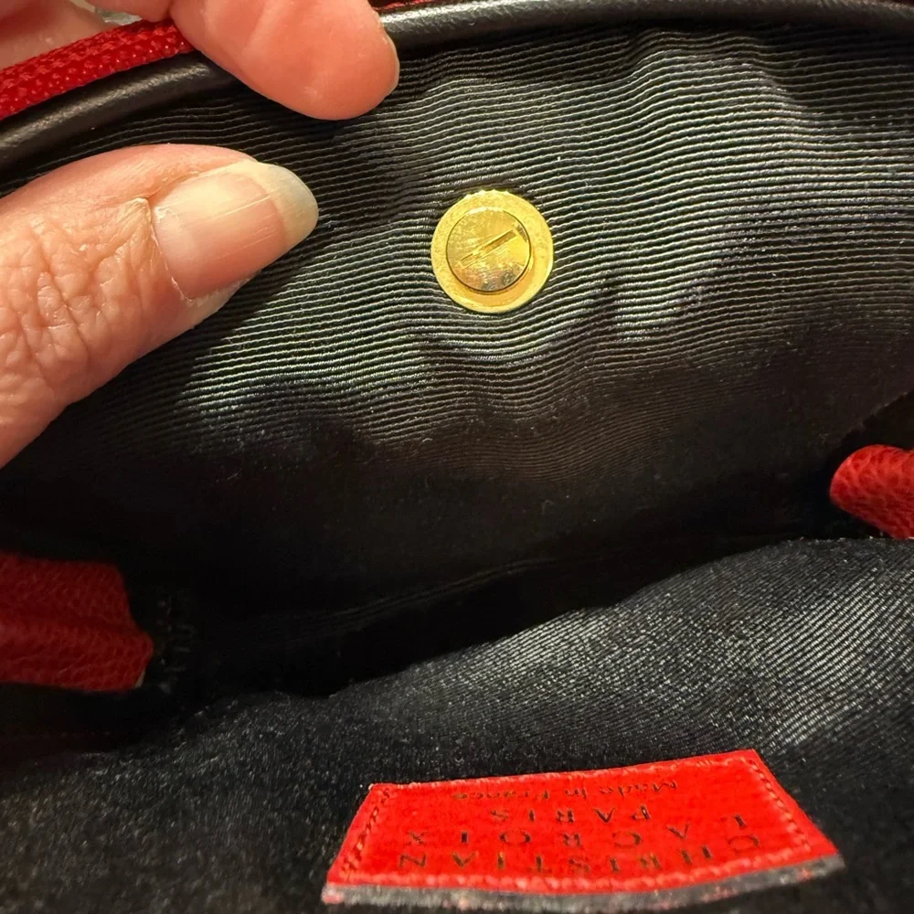 Christian Lacroix Red Cosmetic Bag with Gold Accents
